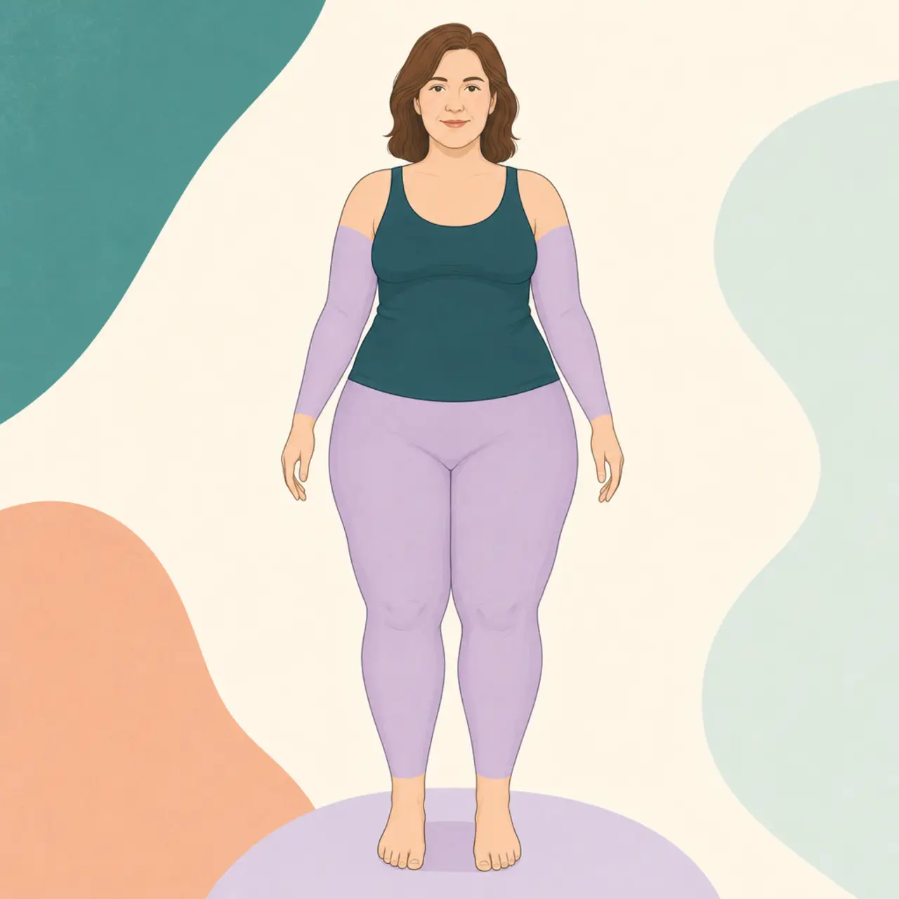 Diagram of typical symmetrical lower-body fat distribution in lipedema