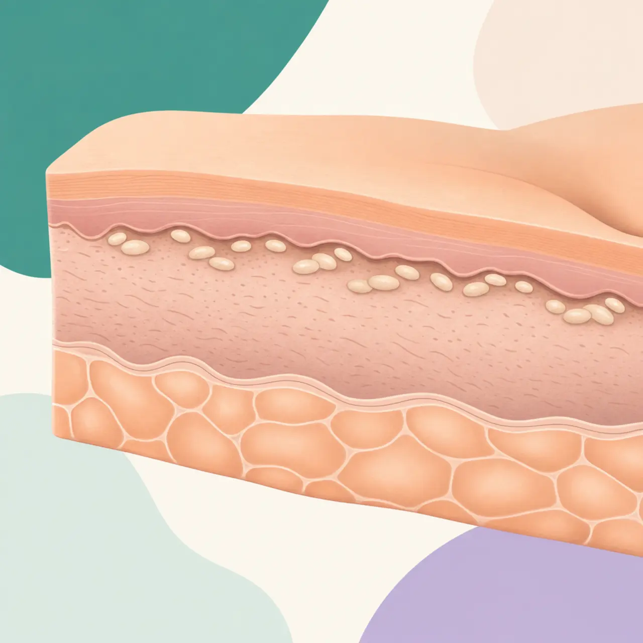Close illustration of small nodules under the skin in lipedema tissue