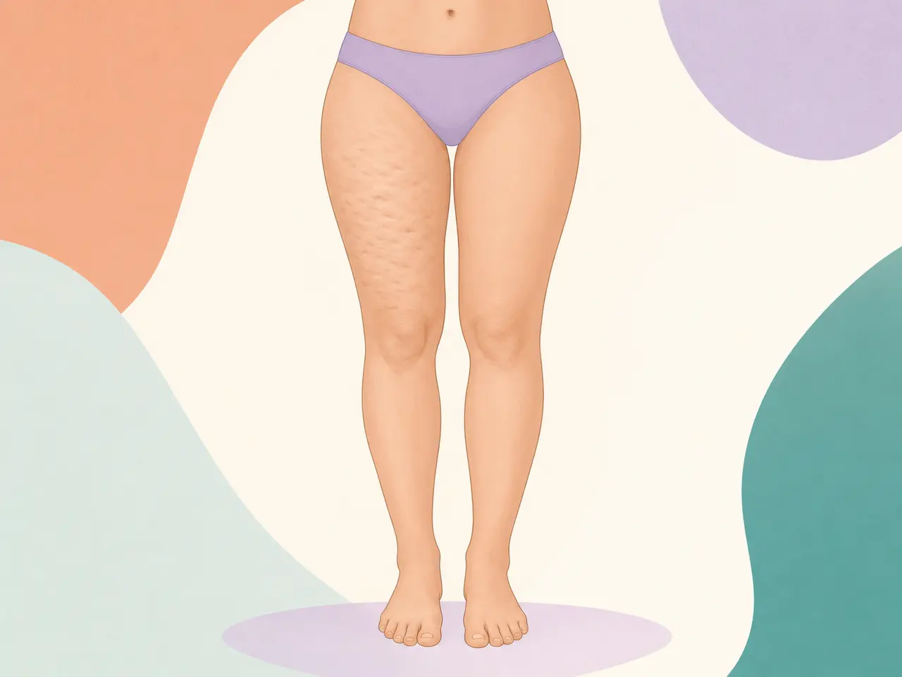 Illustration of legs with faint dimpling in stage 1.5 lipedema